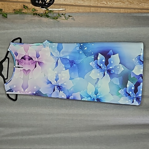 INDIA BOUTIQUE BLUE FLORAL SUMMER / BEACH DRESS - Picture 6 of 8